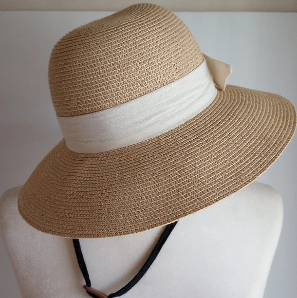 Furtalk Adjustable Sun Beach Hat Natural Linen Ribbon One Size - Picture 2 of 10